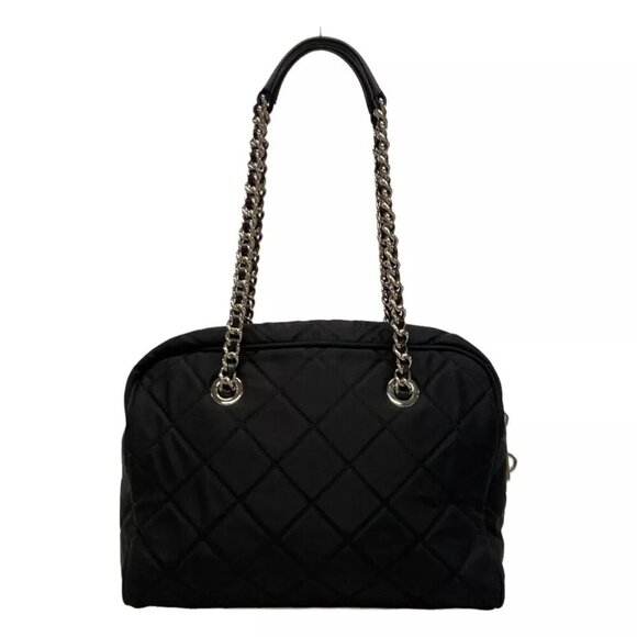 PRADA Triangle Logo - Black Nylon Leather Shoulder Bag 1130-122024 - Picture 1 of 14